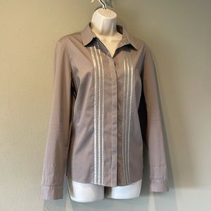 Lafayette 148 New York Grey Button Down Shirt, 12